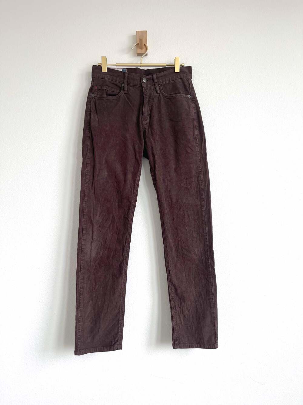Marine Layer Heritage Minimalist Slim Straight Brown Corduroy Pants - Size 30x30
